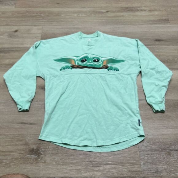 Disney Parks Star Wars The Mandalorian Grogu Long Sleeved Spirit Jersey Size XS - Picture 1 of 9